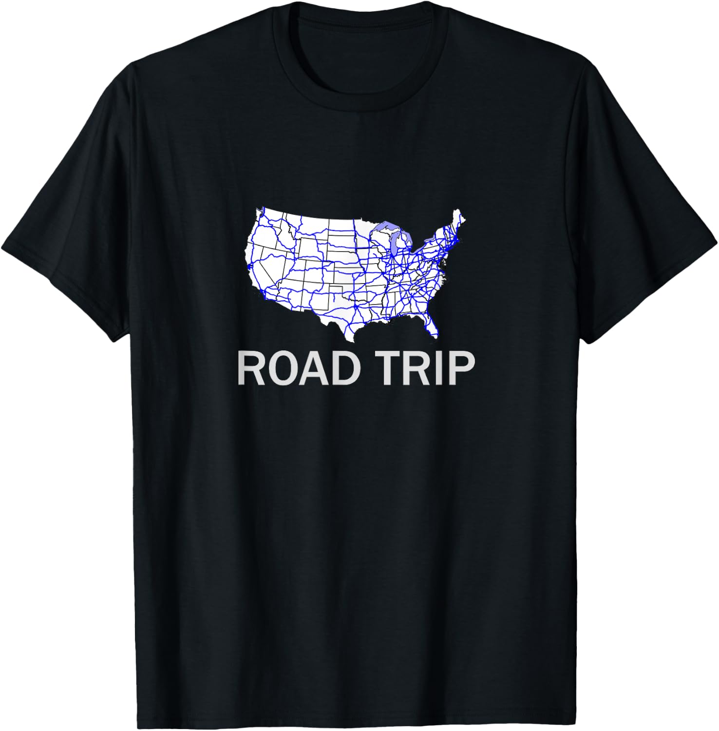 Road Trip USA Highway Travel Map Vacation Shirt T-Shirt - T-Shirt | Black