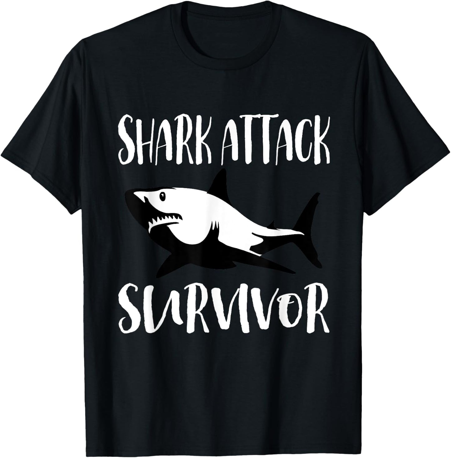 Funny Ocean Shark Attack Survivor design T-Shirt - T-Shirt | Black