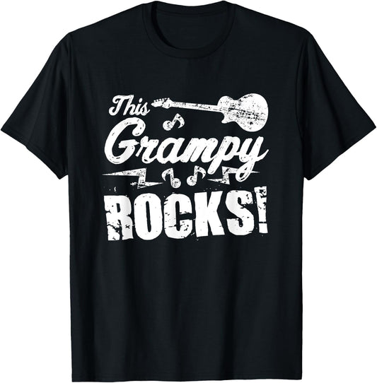 This Grampy Rocks - Guitar Rock and Roll Funny Gift T-Shirt - T-Shirt | Black
