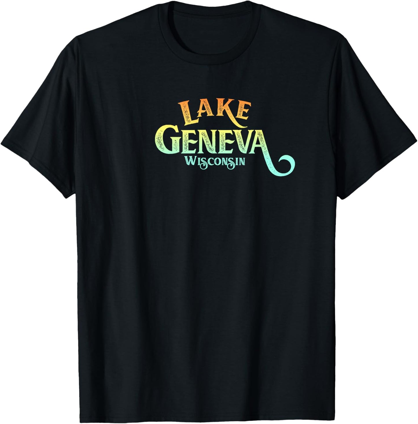 Lake Geneva, Wisconsin, retro, distressed tourism T-Shirt - T-Shirt | Black
