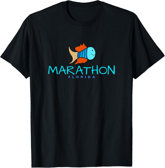 Marathon Florida , Fun Fish Novelty T-Shirt - T-Shirt | Black