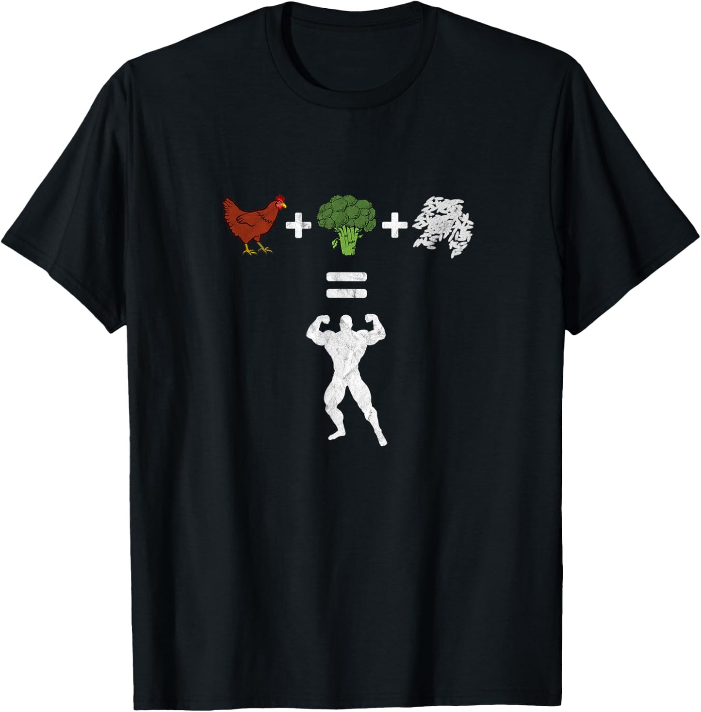 Chicken Broccoli Rice Bodybuilding Diet Funny Sport Workout T-Shirt - T-Shirt | Black