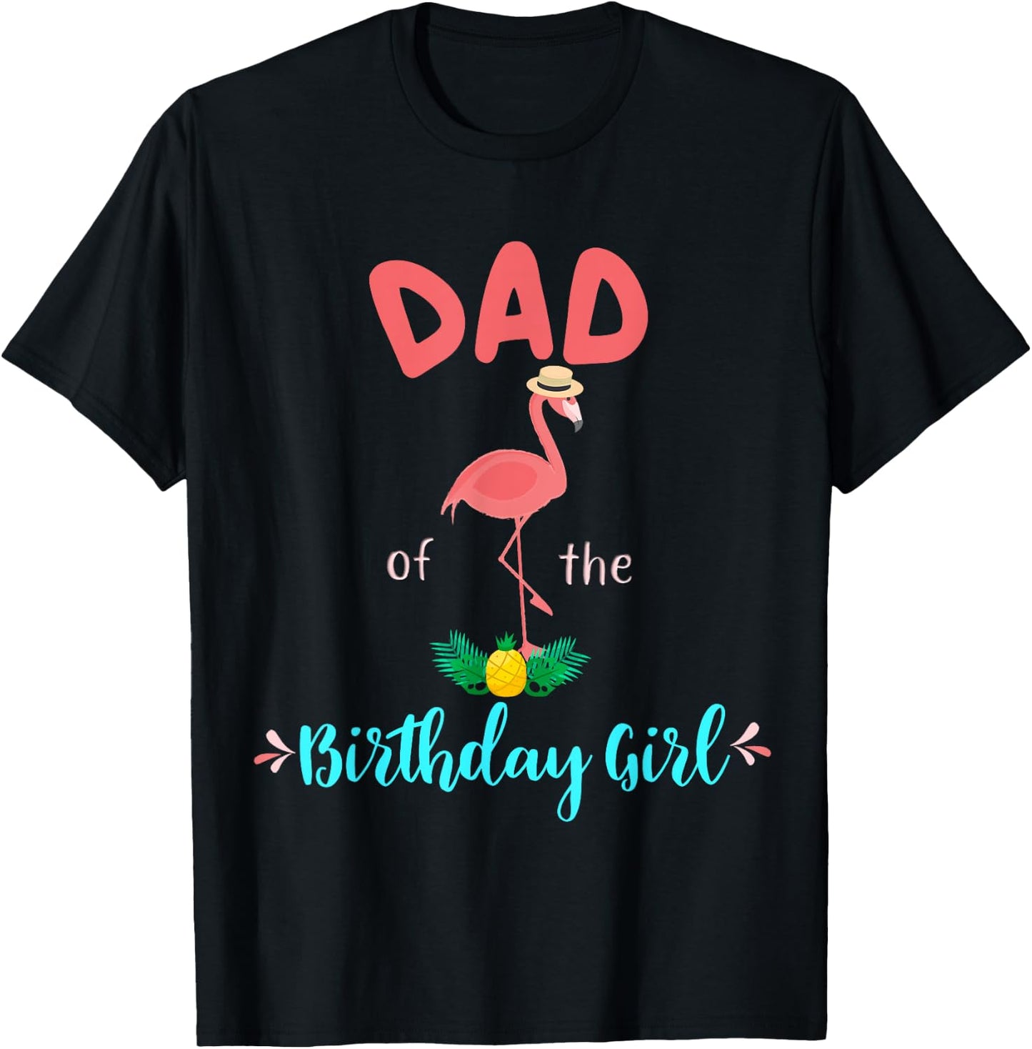 Flamingo Birthday Matching Shirt Mom Dad Group Outfit T-Shirt - T-Shirt | Black