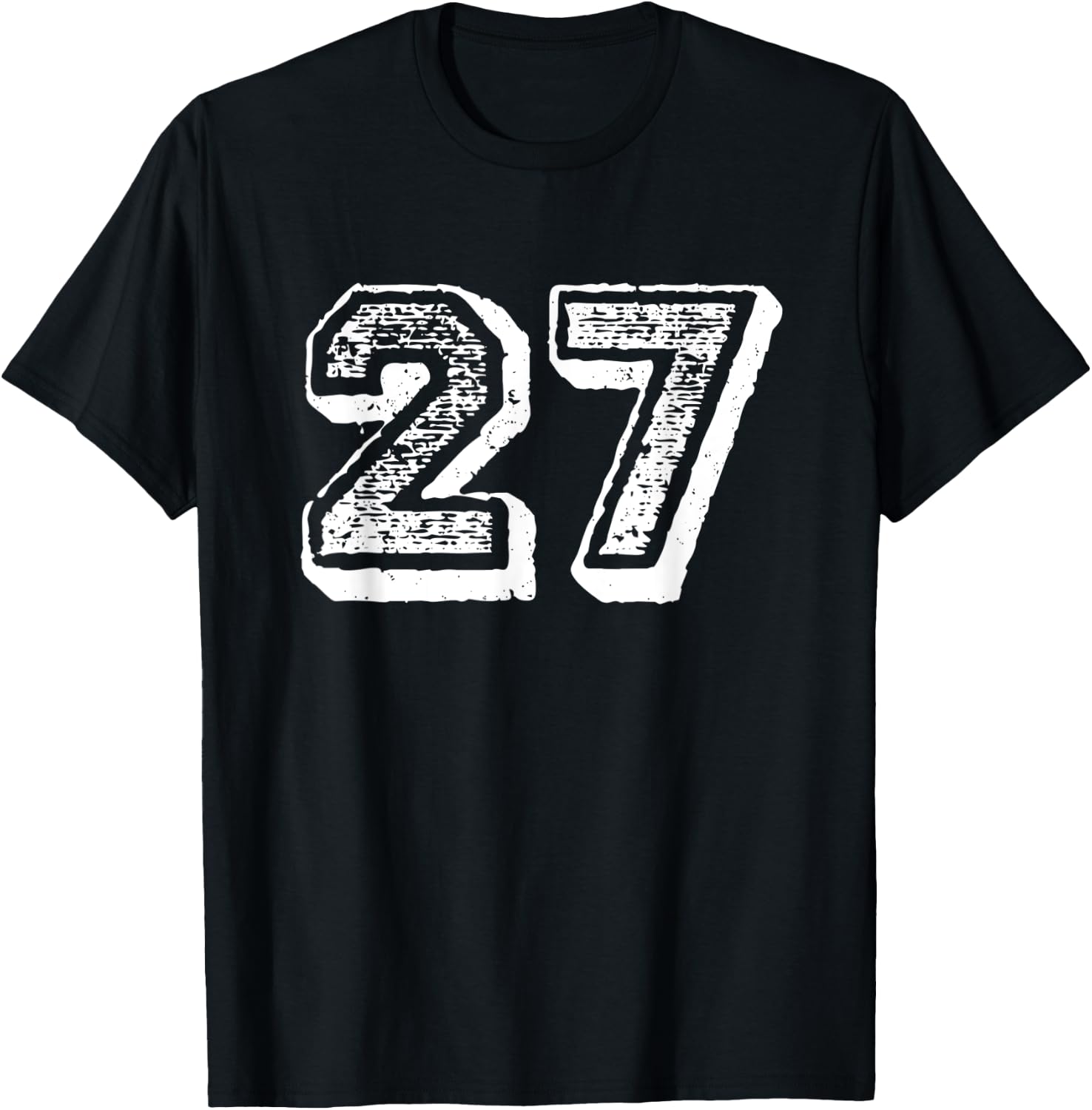 Number 27 Sports Jersey Player #27 Fan Front Print Vintage T-Shirt - T-Shirt | Black