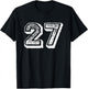 Number 27 Sports Jersey Player #27 Fan Front Print Vintage T-Shirt - T-Shirt | Black