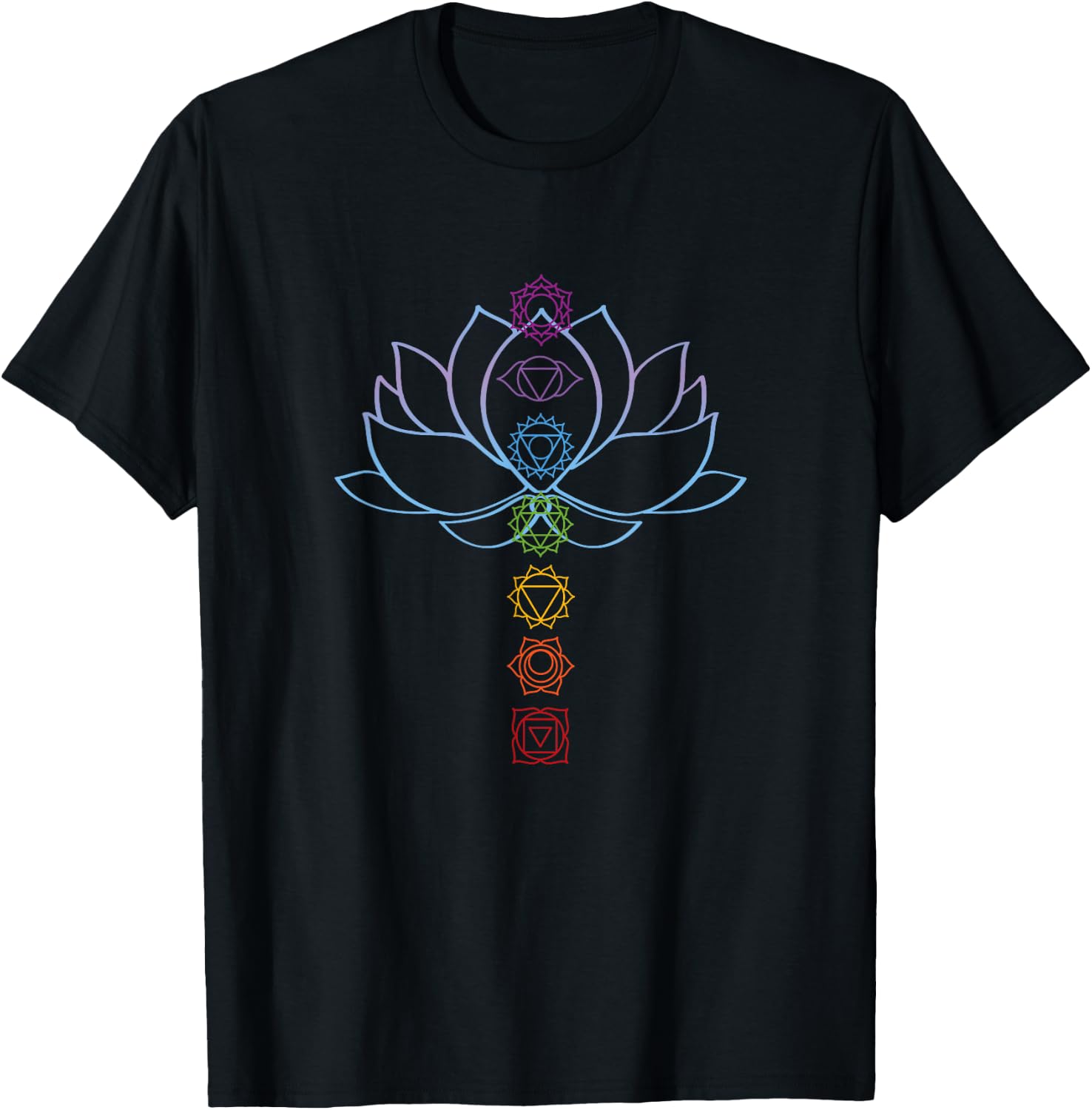 Spiritual Zen Lotus Flower Chakras Aligned Yoga T-Shirt - T-Shirt | Black