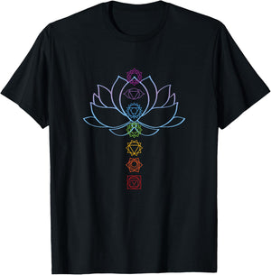 Spiritual Zen Lotus Flower Chakras Aligned Yoga T-Shirt - T-Shirt | Black