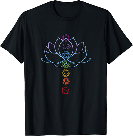 Spiritual Zen Lotus Flower Chakras Aligned Yoga T-Shirt - T-Shirt | Black