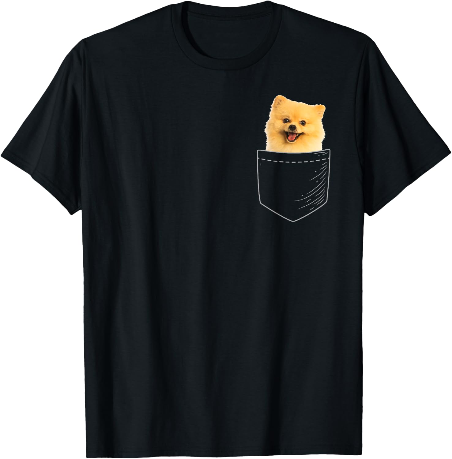 Pomeranian Pom in Pocket I Love Pomeranians Gift T-Shirt - T-Shirt | Black