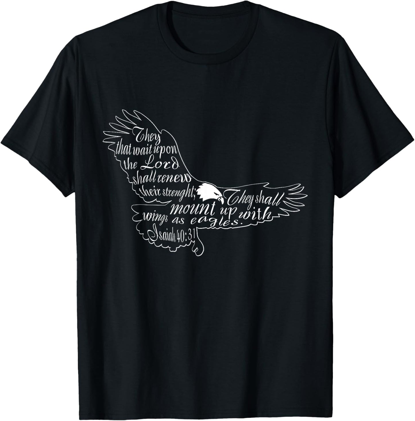 They That Wait Upon The Lord Eagle Religious T Shirt T-Shirt - T-Shirt | Black