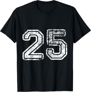 Distressed Number 25 Jersey T-Shirt - T-Shirt | Black