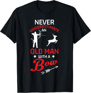 Never Underestimate An Old Man With A Bow Archery Men Gift T-Shirt - T-Shirt | Black