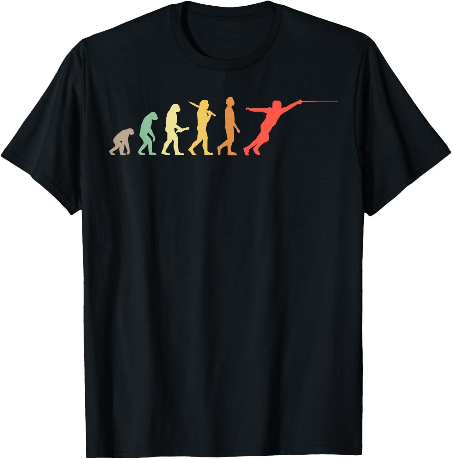 Retro Fencing Evolution Gift Fencers T-Shirt - T-Shirt | Black
