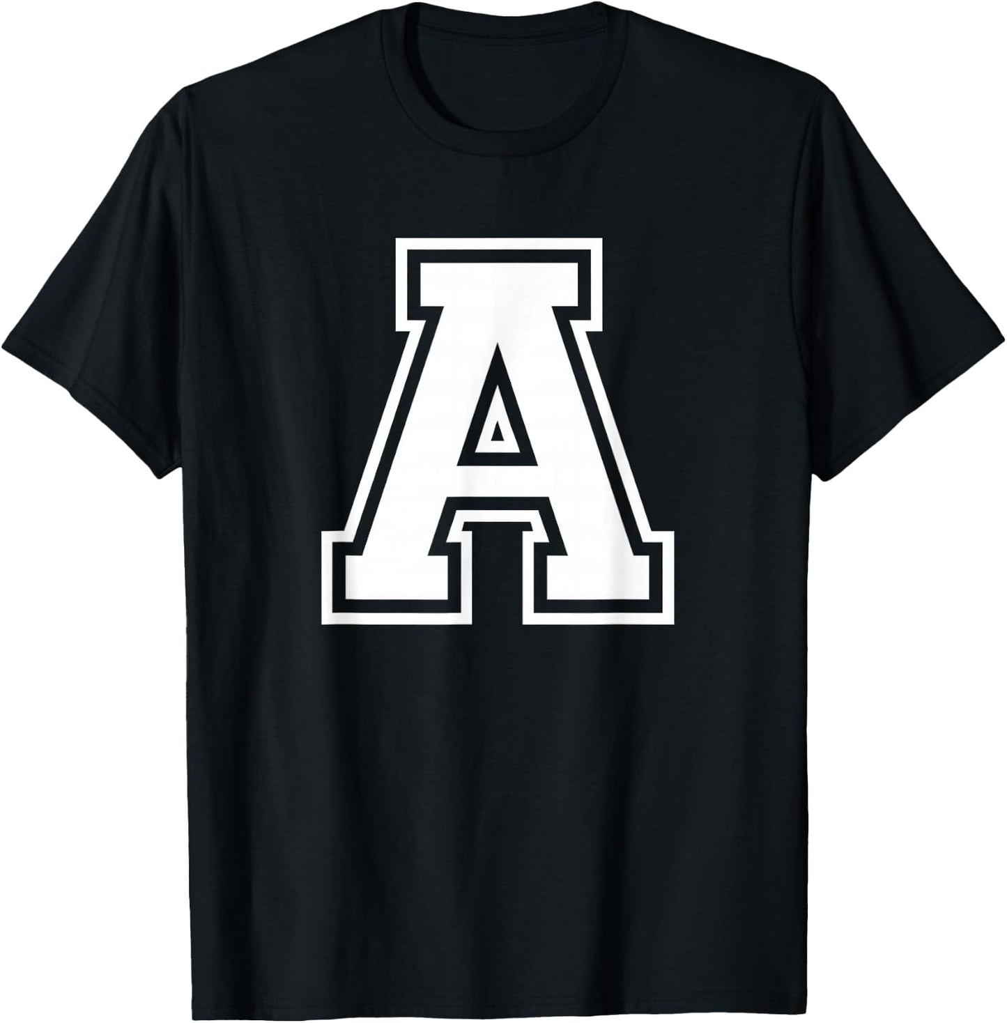 Letter A Name Initial Varsity Alphabet Monogram T-Shirt - T-Shirt | Black