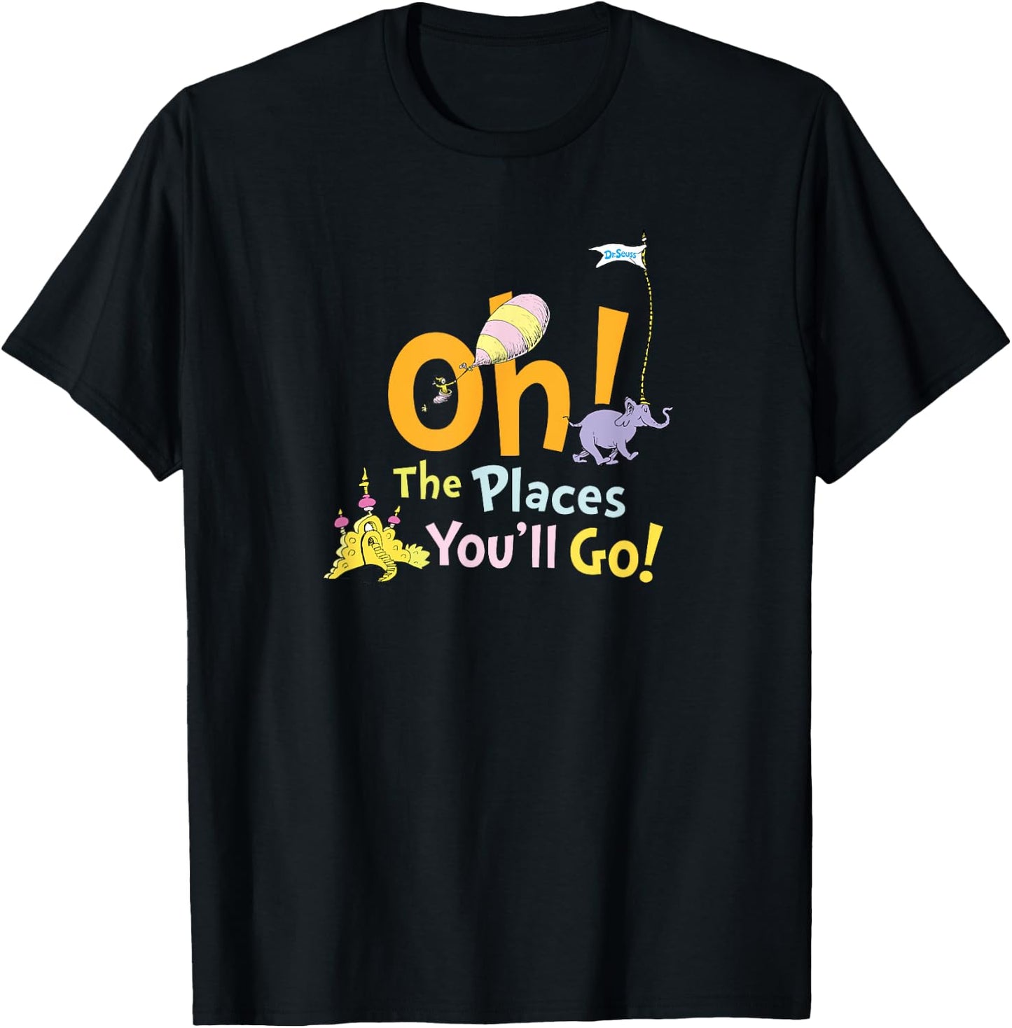 Dr. Seuss Oh The Places You'll Go T-Shirt - T-Shirt | Black