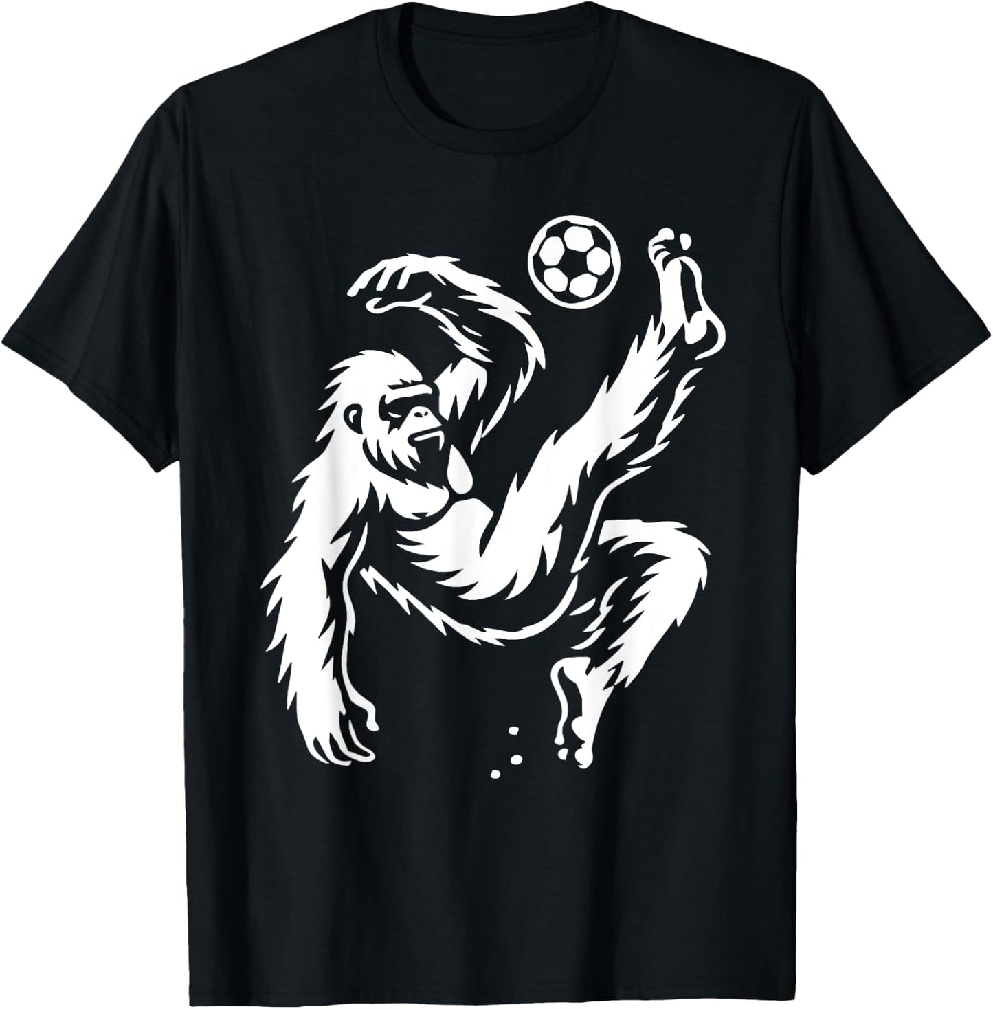 Funny Bigfoot Playing Soccer, Sasquatch Bicycle Kick Soccer T-Shirt - T-Shirt | Black