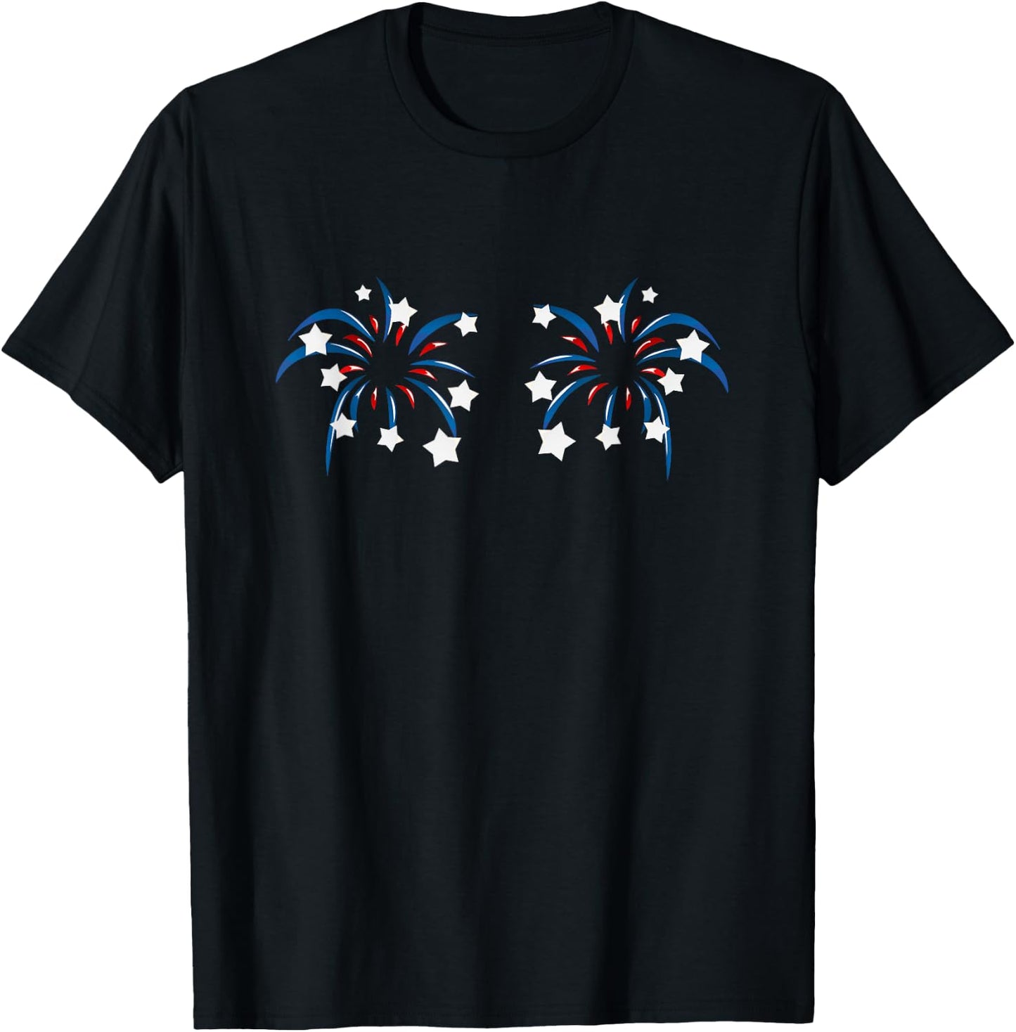 4th Of July Fireworks Boobs American Flag Shirt Women Men T-Shirt - T-Shirt | Black