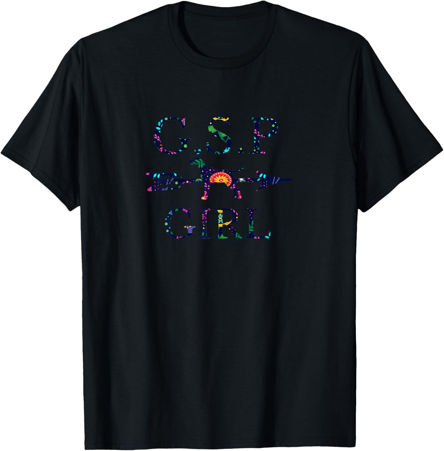 German Shorthair Pointer Mom Girl Silhouette T-Shirt - T-Shirt | Black