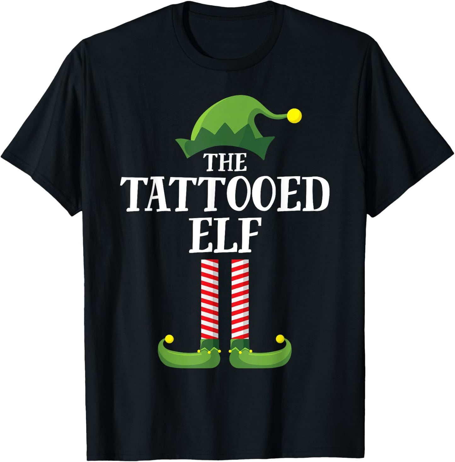 Tattooed Elf Matching Family Group Christmas Party Pyjamas T-Shirt - T-Shirt | Black