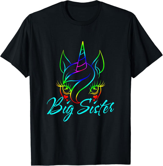 Magical Unicorn Big Sister Men Women Girls Teens T-Shirt - T-Shirt | Black