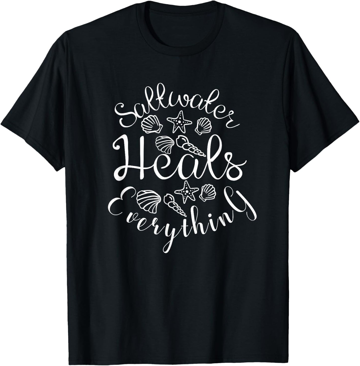 Saltwater Heals Everything SeaShells T-Shirt - T-Shirt | Black