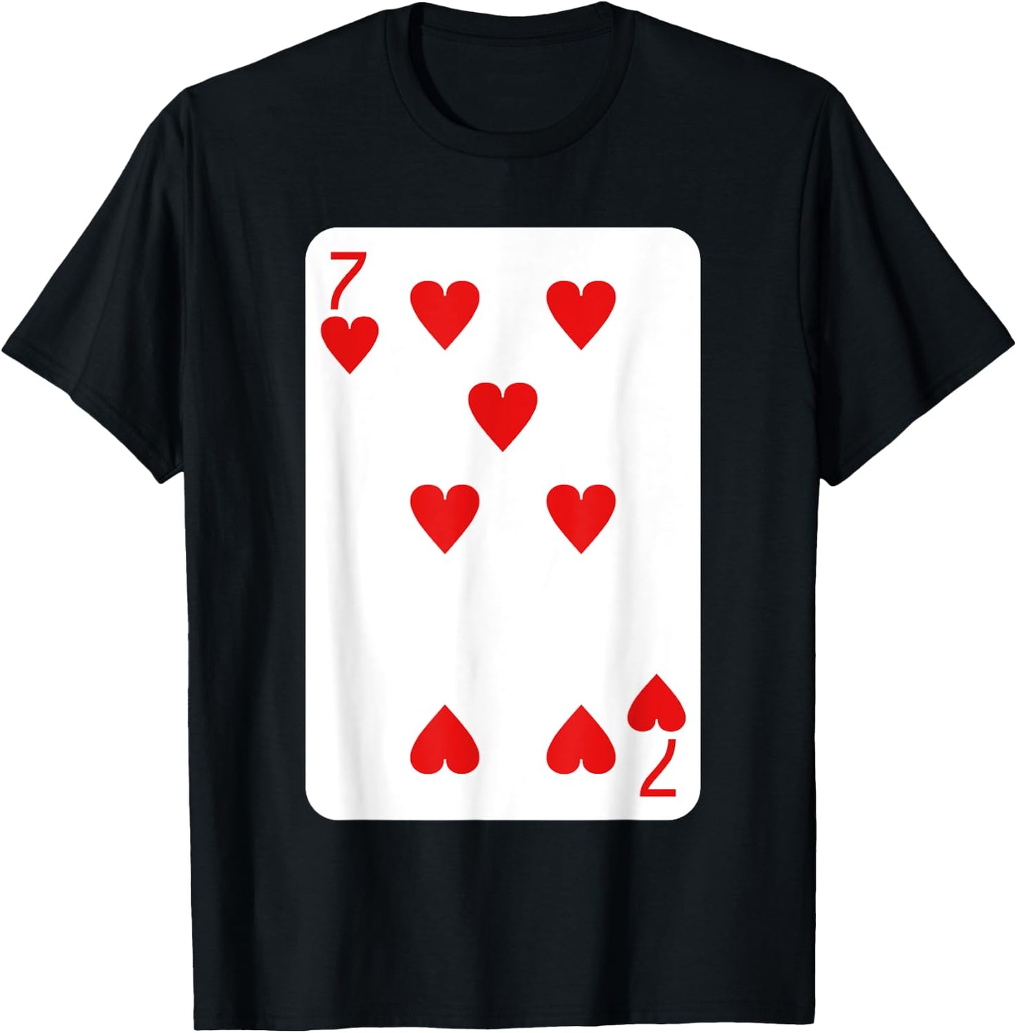 Seven Of Hearts Playing Cards Halloween Costume Casino Easy T-Shirt - T-Shirt | Black