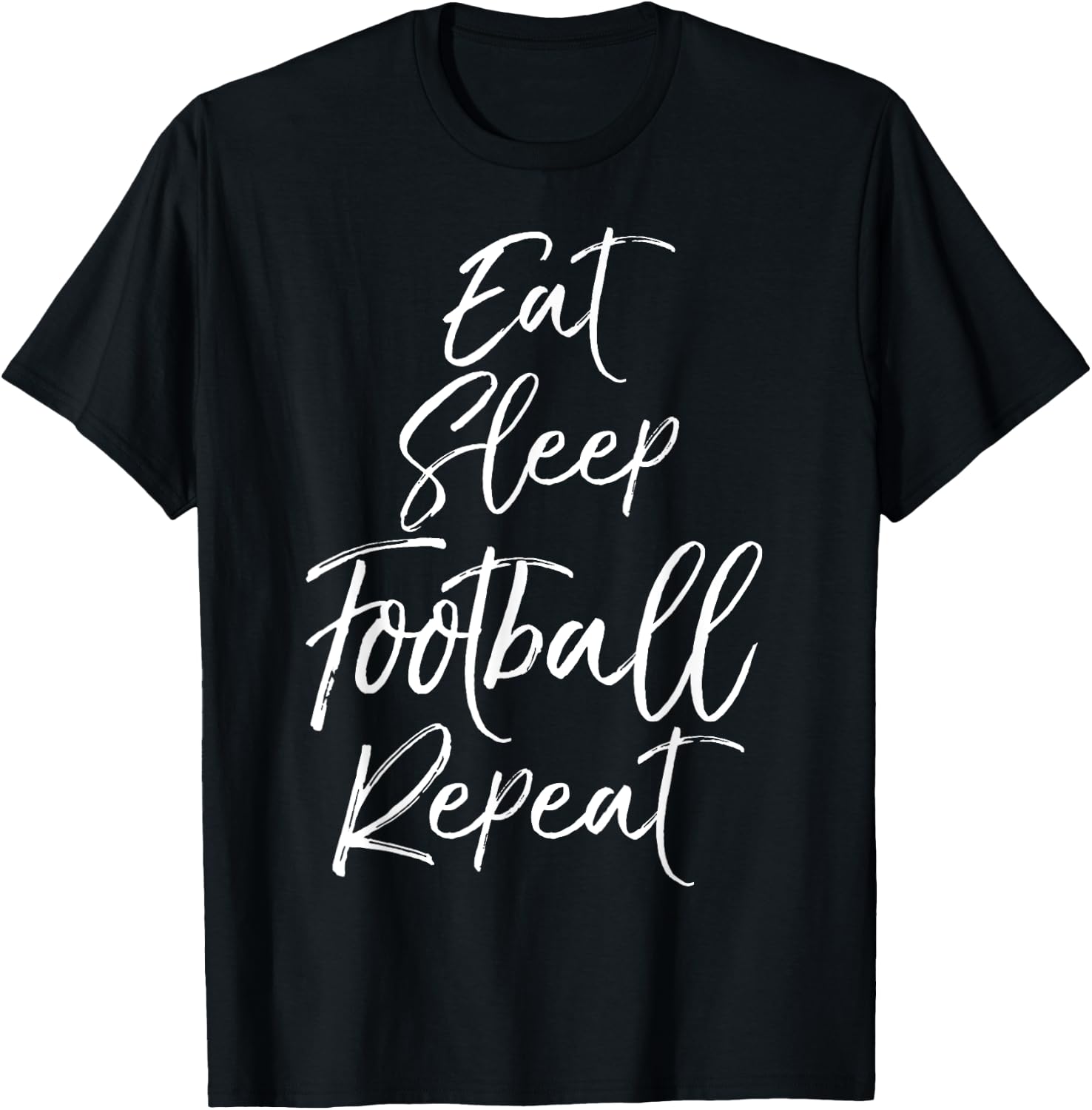 Funny Obsessed with Football Gift Eat Sleep Football Repeat T-Shirt - T-Shirt | Black