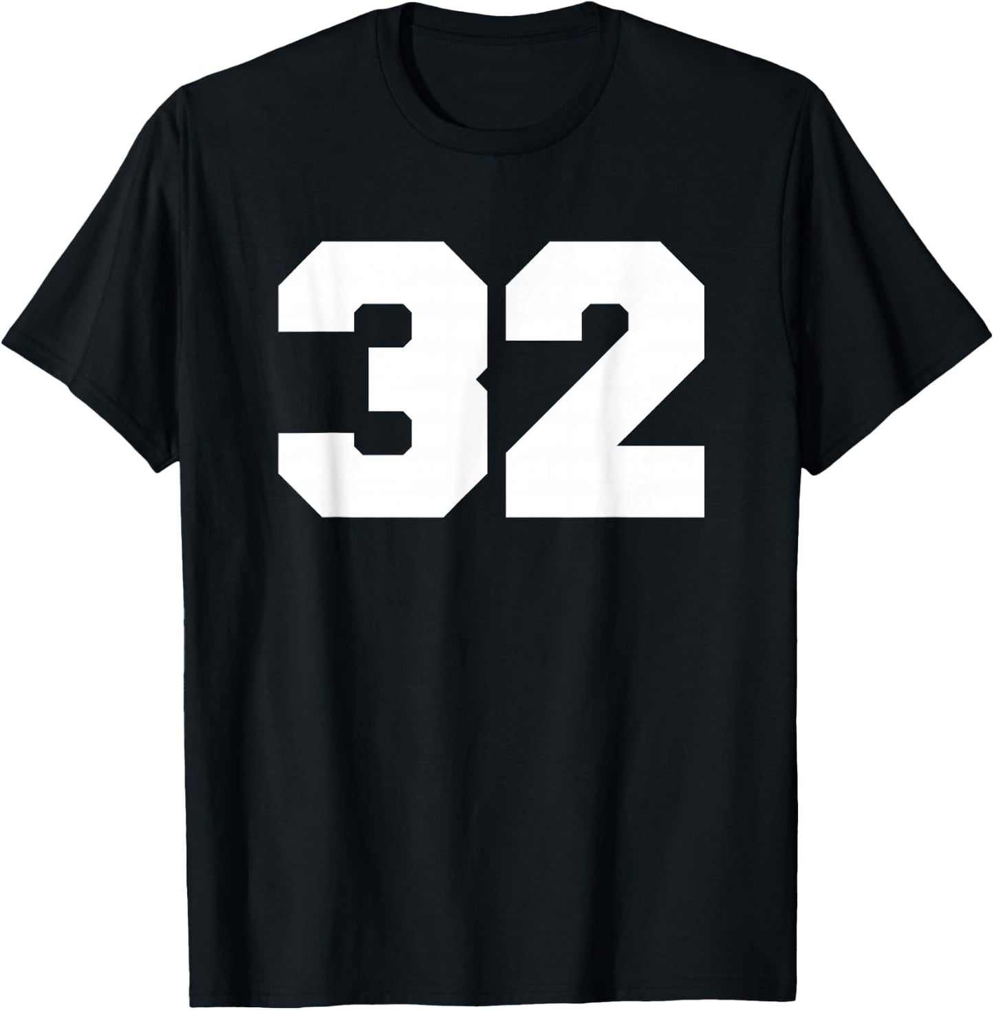 Number 32 Sports Jersey Player #32 Fan FRONT Print Varsity T-Shirt - T-Shirt | Black