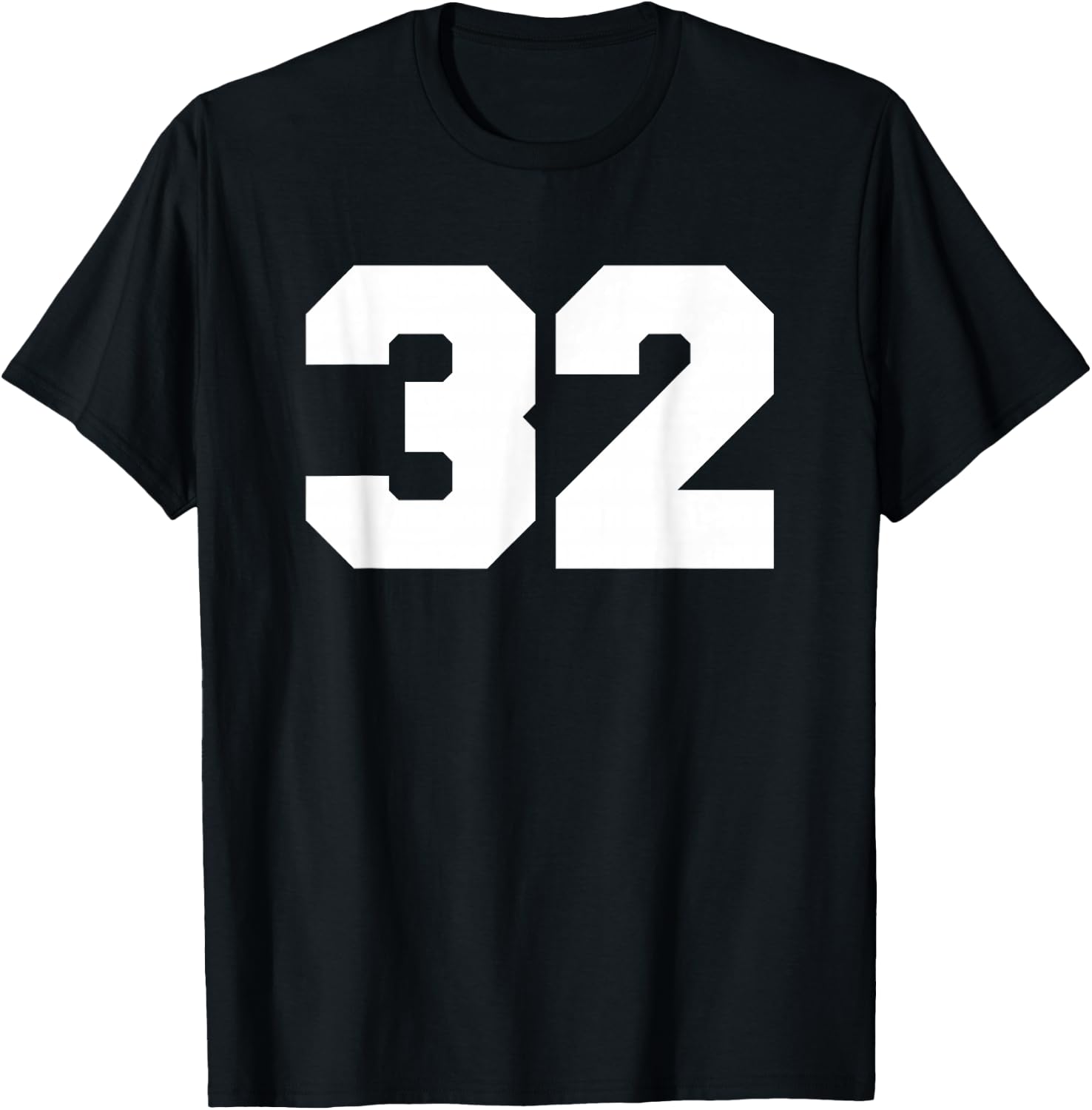 Number 32 Sports Jersey Player #32 Fan FRONT Print Varsity T-Shirt - T-Shirt | Black