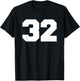 Number 32 Sports Jersey Player #32 Fan FRONT Print Varsity T-Shirt - T-Shirt | Black