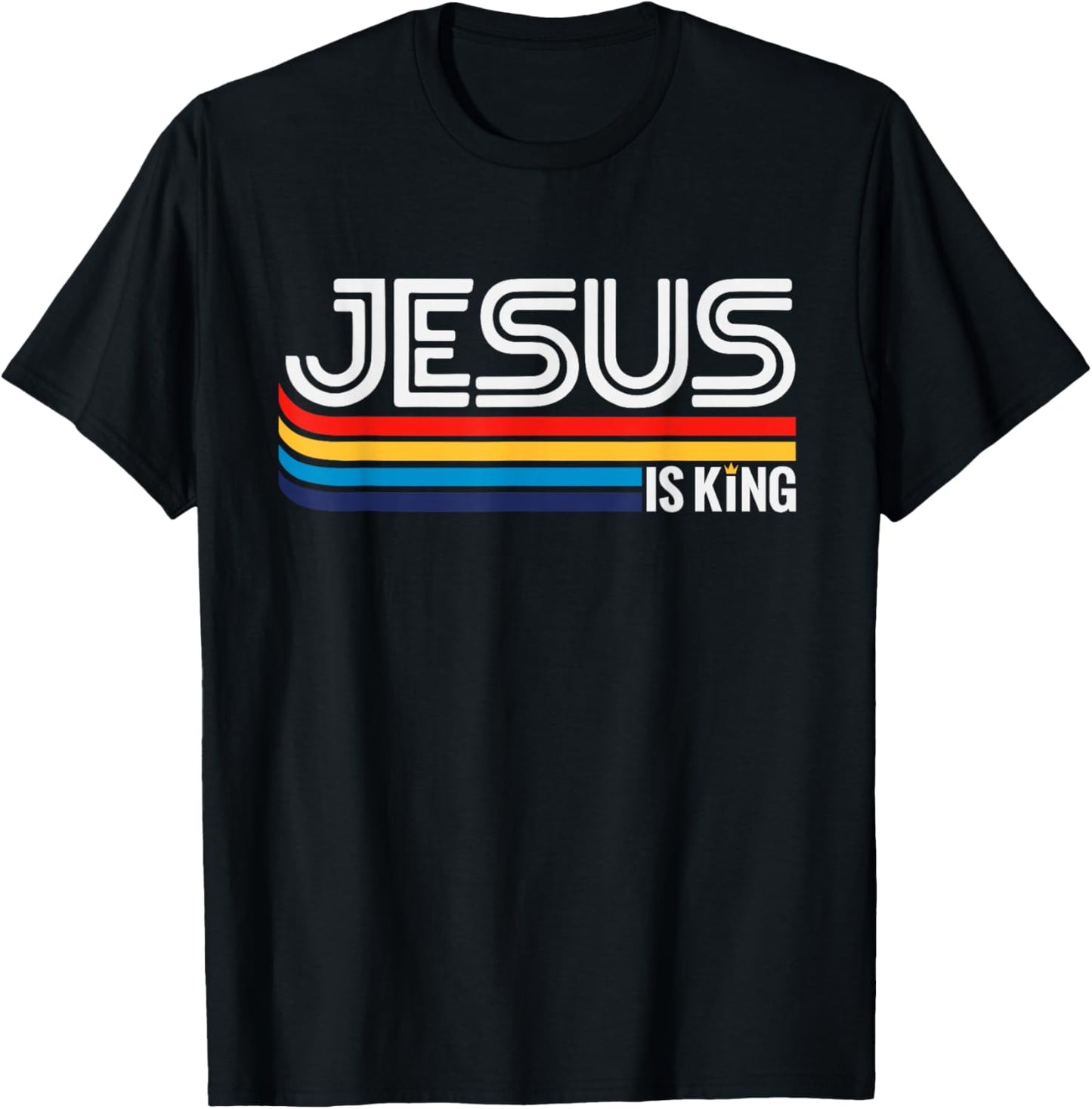 Jesus is King Retro Vintage Christian Shirt T-Shirt - T-Shirt | Black