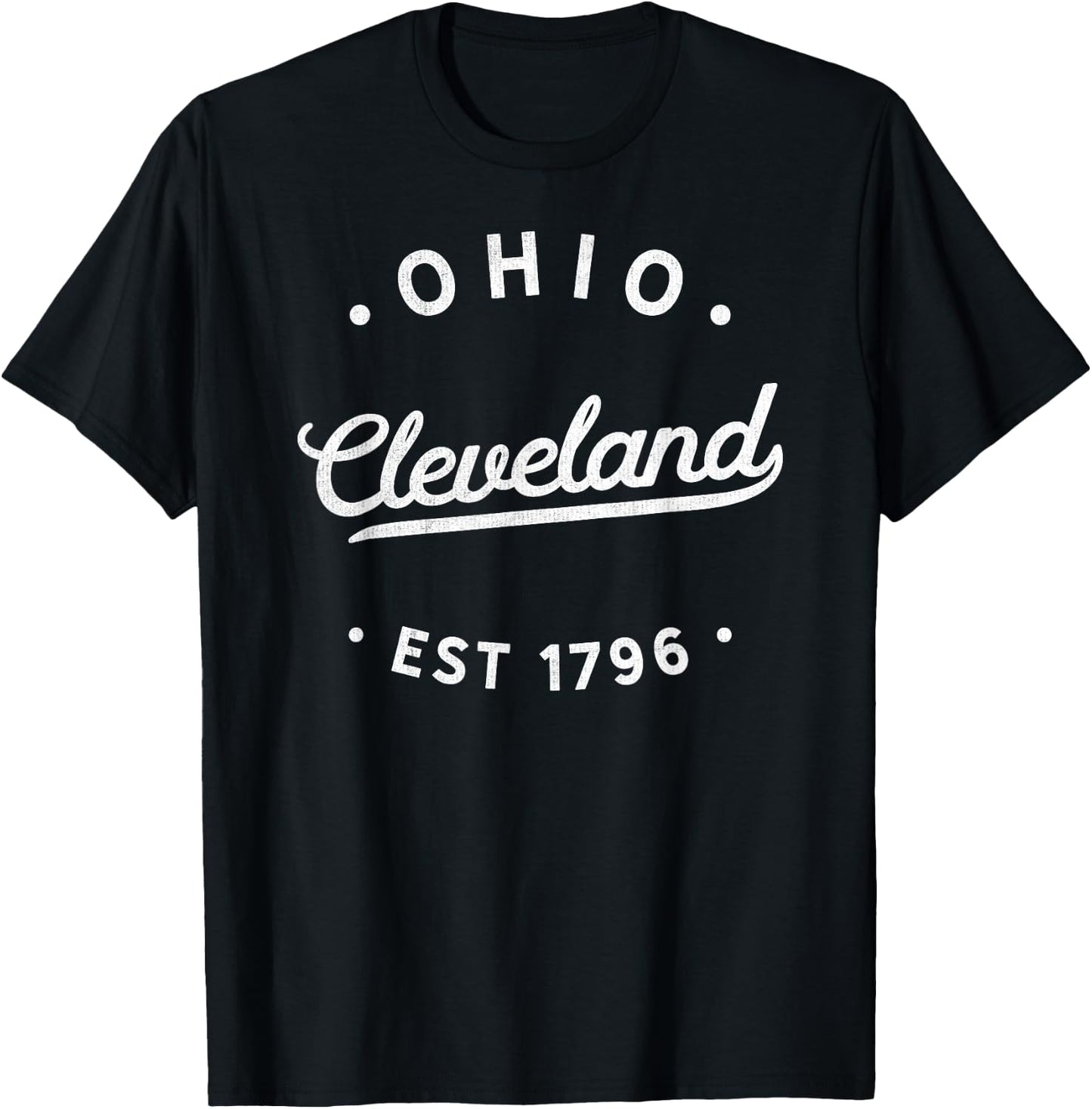 Classic Retro Vintage Cleveland Ohio 1796 USA Novelty T-Shirt - T-Shirt | Black