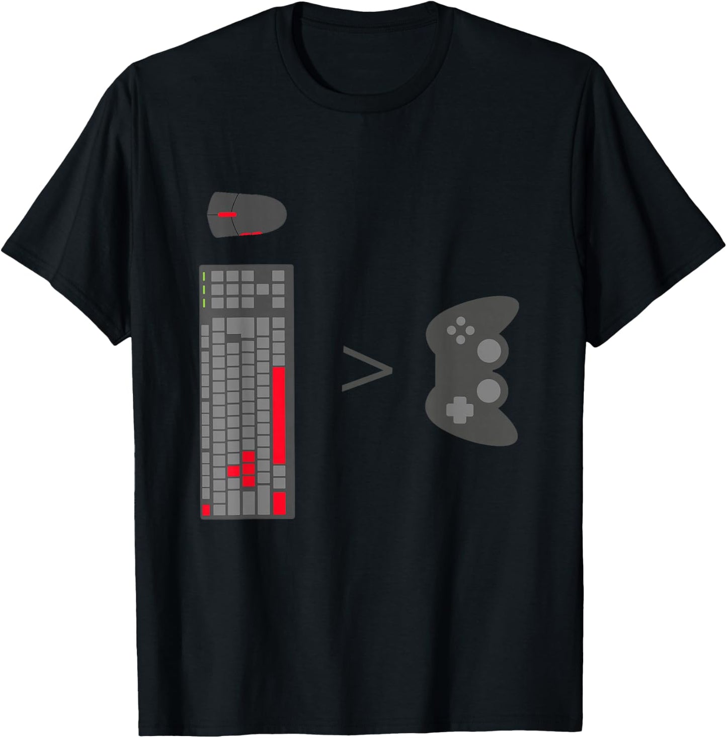 Gamer PC keyboard Mouse vs Console Gaming T-Shirt - T-Shirt | Black