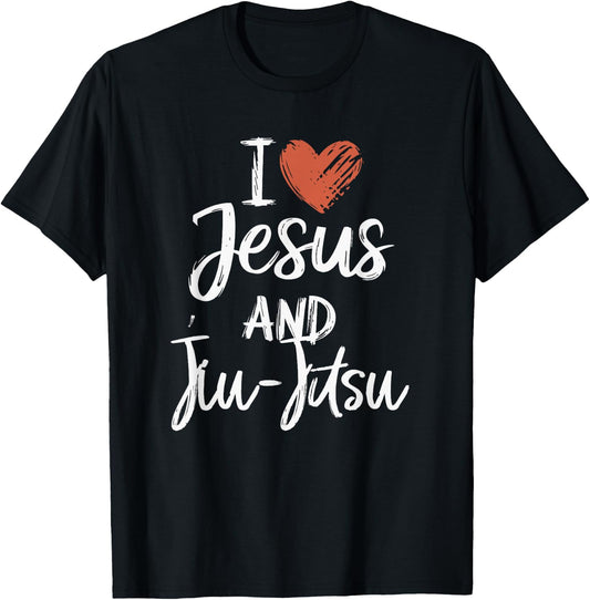 I Love Jesus And Jiu-Jitsu Christian Religious Jiu-Jitsu T-Shirt - T-Shirt | Black