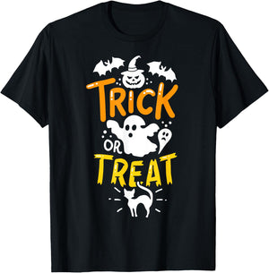 Happy Halloween Shirt Trick Or Treat Party Ghost Bat T-Shirt - T-Shirt | Black