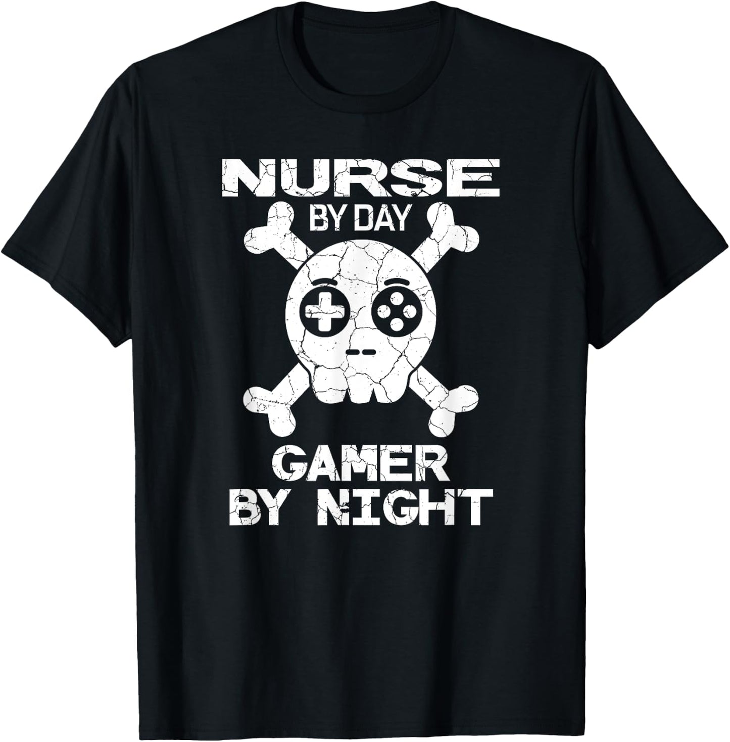 Nurse By Day Gamer By Night - Gaming Quote T-Shirt - T-Shirt | Black