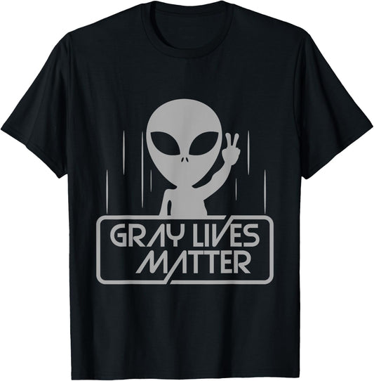 Alien Shirt | Extraterrestrial | Space - Gray Lives Matter Alien Shirt - -Adults - Black - Small - Short Sleeve - Cotton - Classic Fit - Imported T-Shirt - T-Shirt | Black