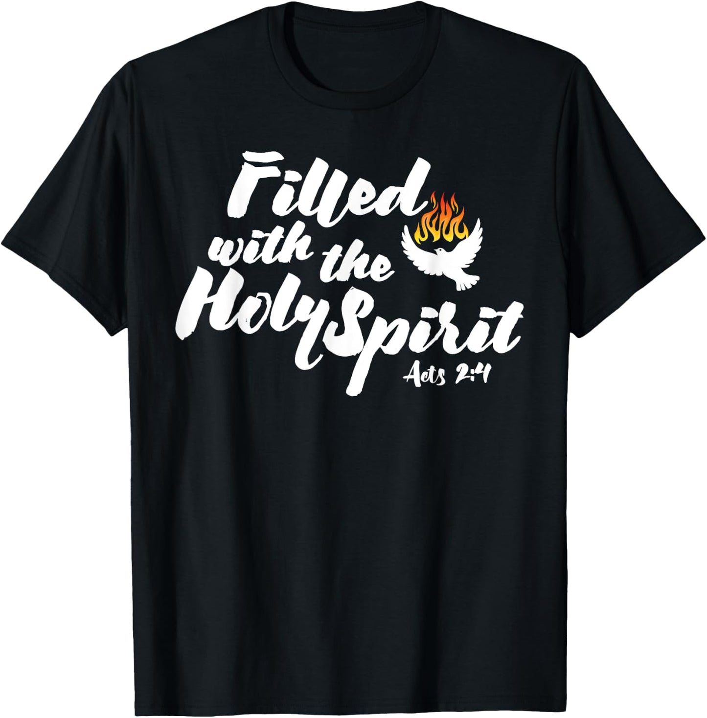 Tongues of Fire Flame Holy Spirit Acts 2 Pentecost Dove T-Shirt - T-Shirt | Black