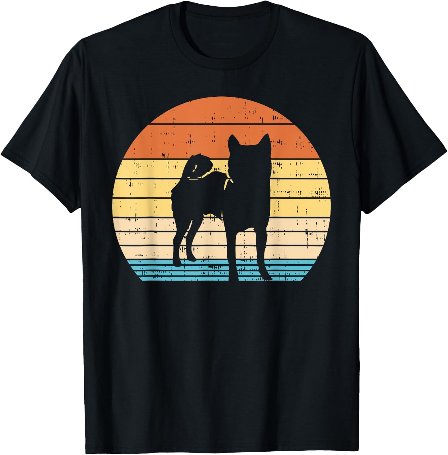 Retro Sunset Shiba Inu Silhouette Vintage Dog Owner Gift Men Women Girls Kids T-Shirt - T-Shirt | Black