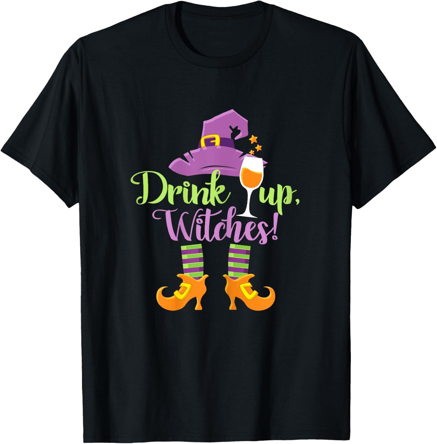 Halloween Funny Drink Up Witches T-Shirt - T-Shirt | Black