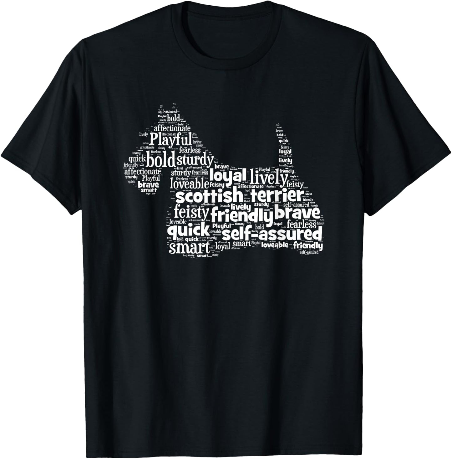 Scottish Terrier Scottie Dog Word Art Dog Lovers Women Girls Kids T-Shirt - T-Shirt | Black