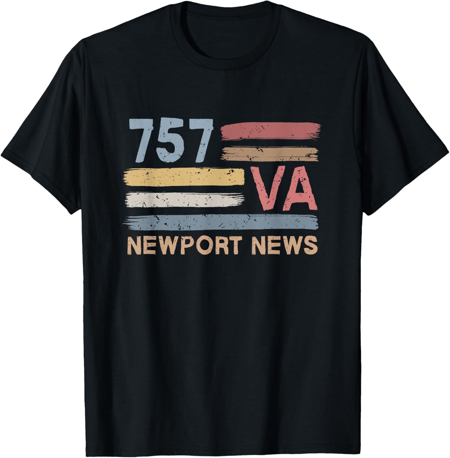 Retro Newport News Area Code 757 Residents State Virginia T-Shirt - T-Shirt | Black
