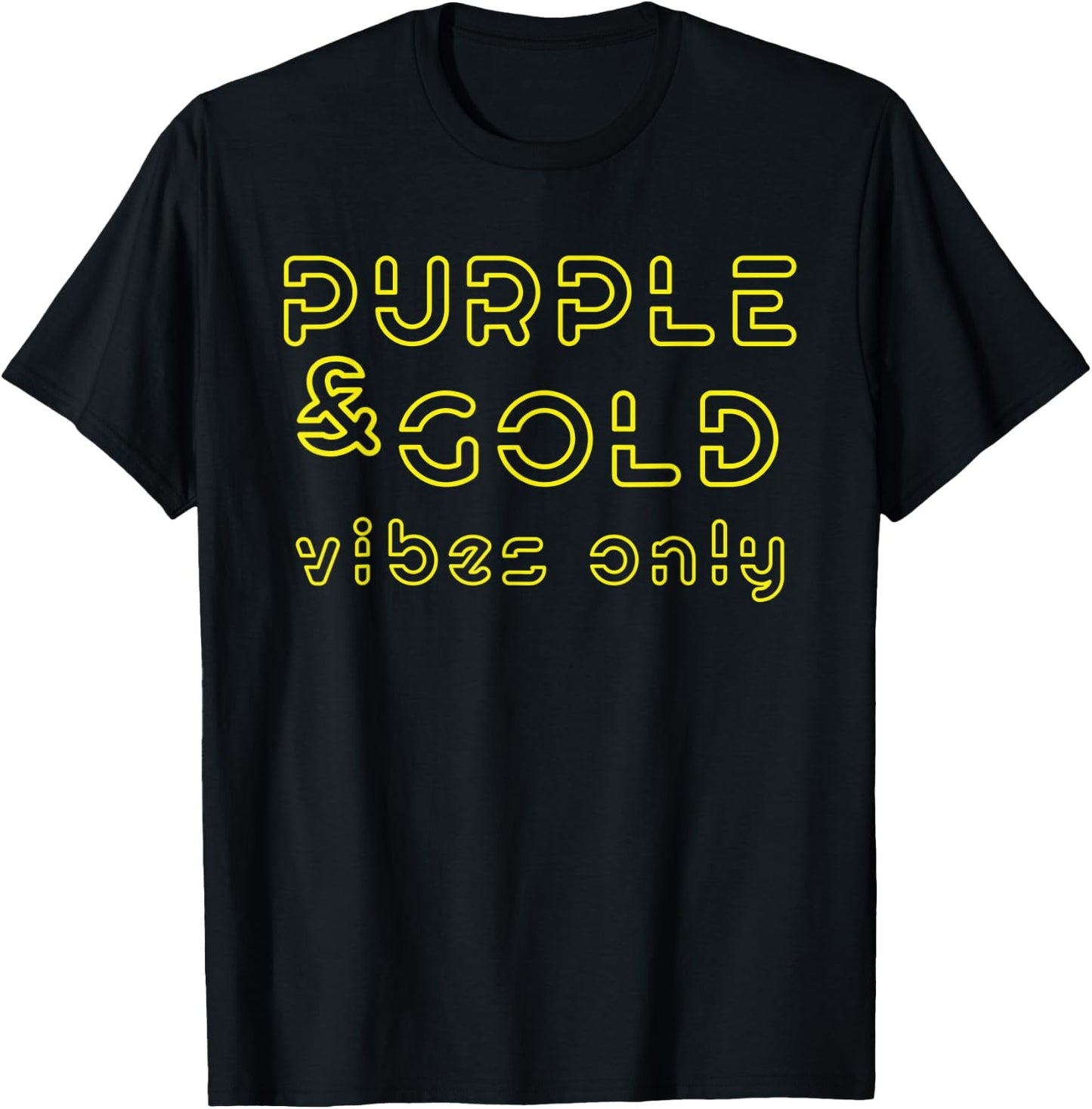 Purple & Gold Game Time Game Day Vibes only T-Shirt - T-Shirt | Black