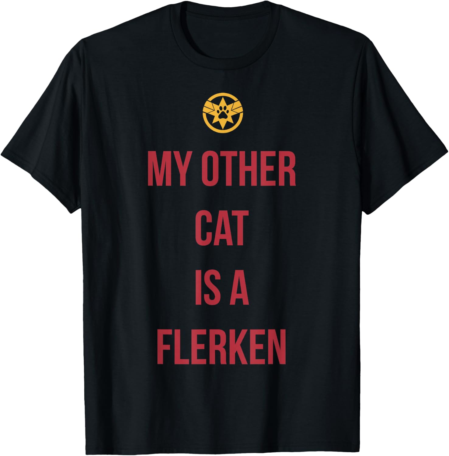 Captain Marvel My Other Cat Is A Flerken Bold Logo T-Shirt - T-Shirt | Black