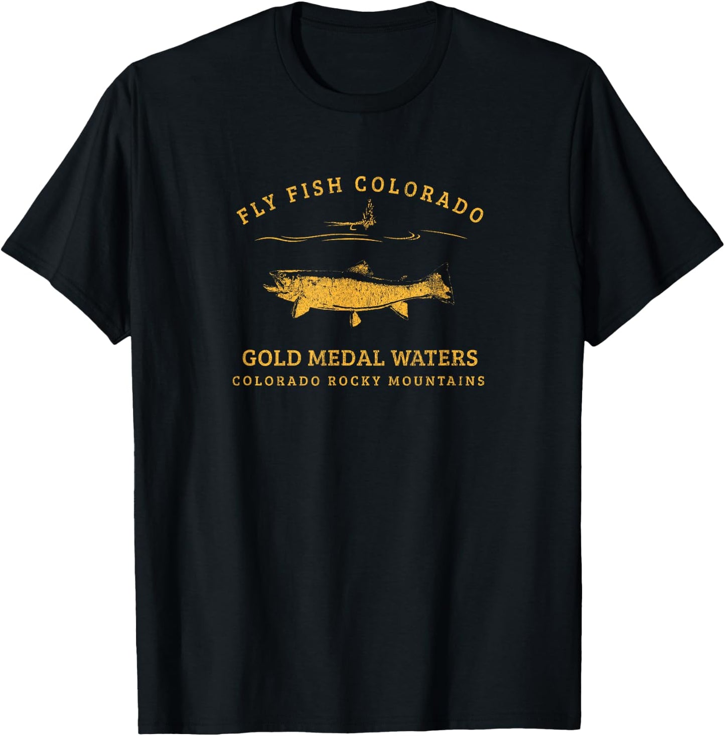 Retro-style Colorado Trout Fly Fishing T-Shirt - T-Shirt | Black