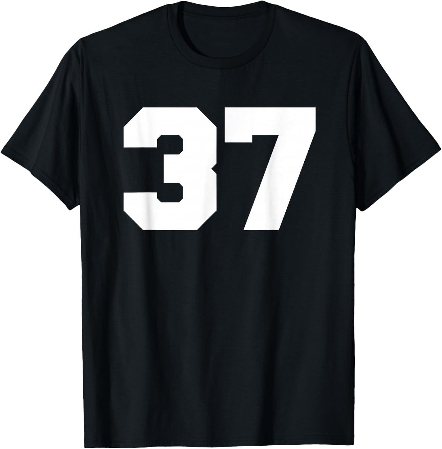 Number 37 Sports Jersey Player #37 Fan FRONT Print Varsity T-Shirt - T-Shirt | Black