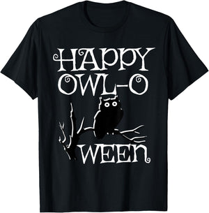 Happy Halloween Owl Shirt, Owl-O-Ween Funny T-Shirt - T-Shirt | Black