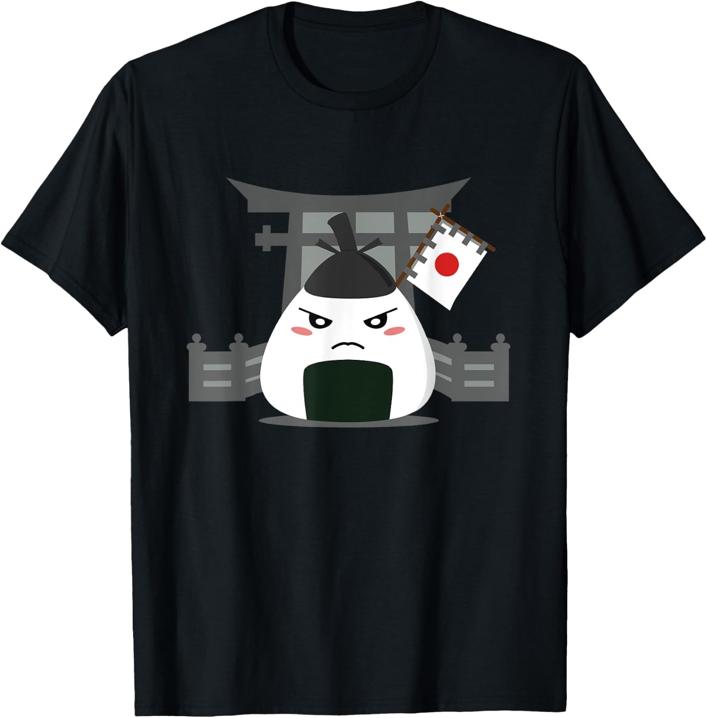 Angry Onigiri - Kawaii Japanese Food T-Shirt - T-Shirt | Black