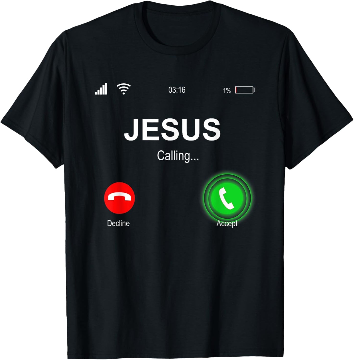 Christian Shirts | JESUS CALLING Funny Accept Decline Jesus T-Shirt - T-Shirt | Black