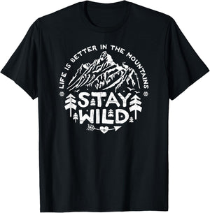 Stay Wild Life is better in the Mountains Vintage T-Shirt - T-Shirt | Black